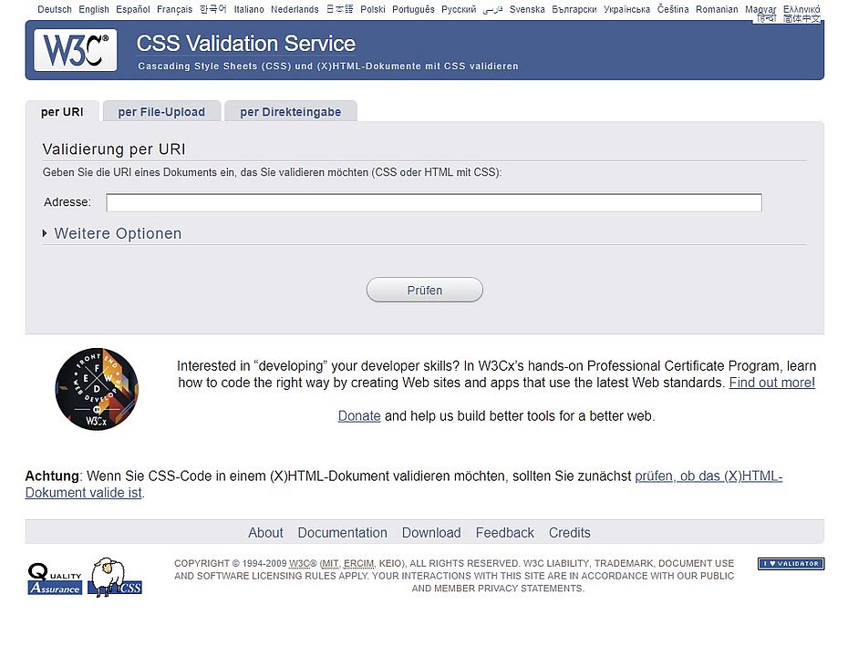 CSS Validierungsservice CSS Validierungsservice