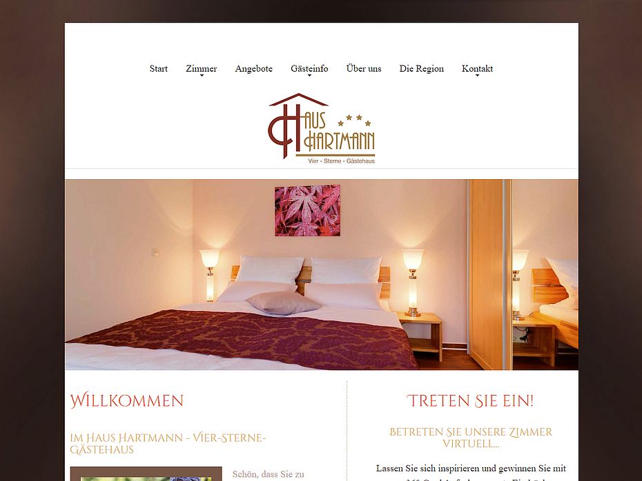Webseite des Vier-Sterne-Gästehaus / Ferienwohnung Haus Hartmann in Bad Bergzabern Pfalz
