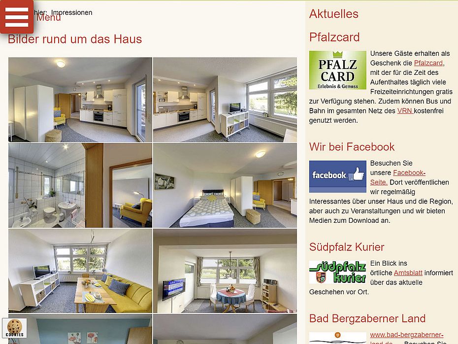 Die Webseite vom Eichenhof in der Pfalz - Ferienwohnungen der Extraklasse