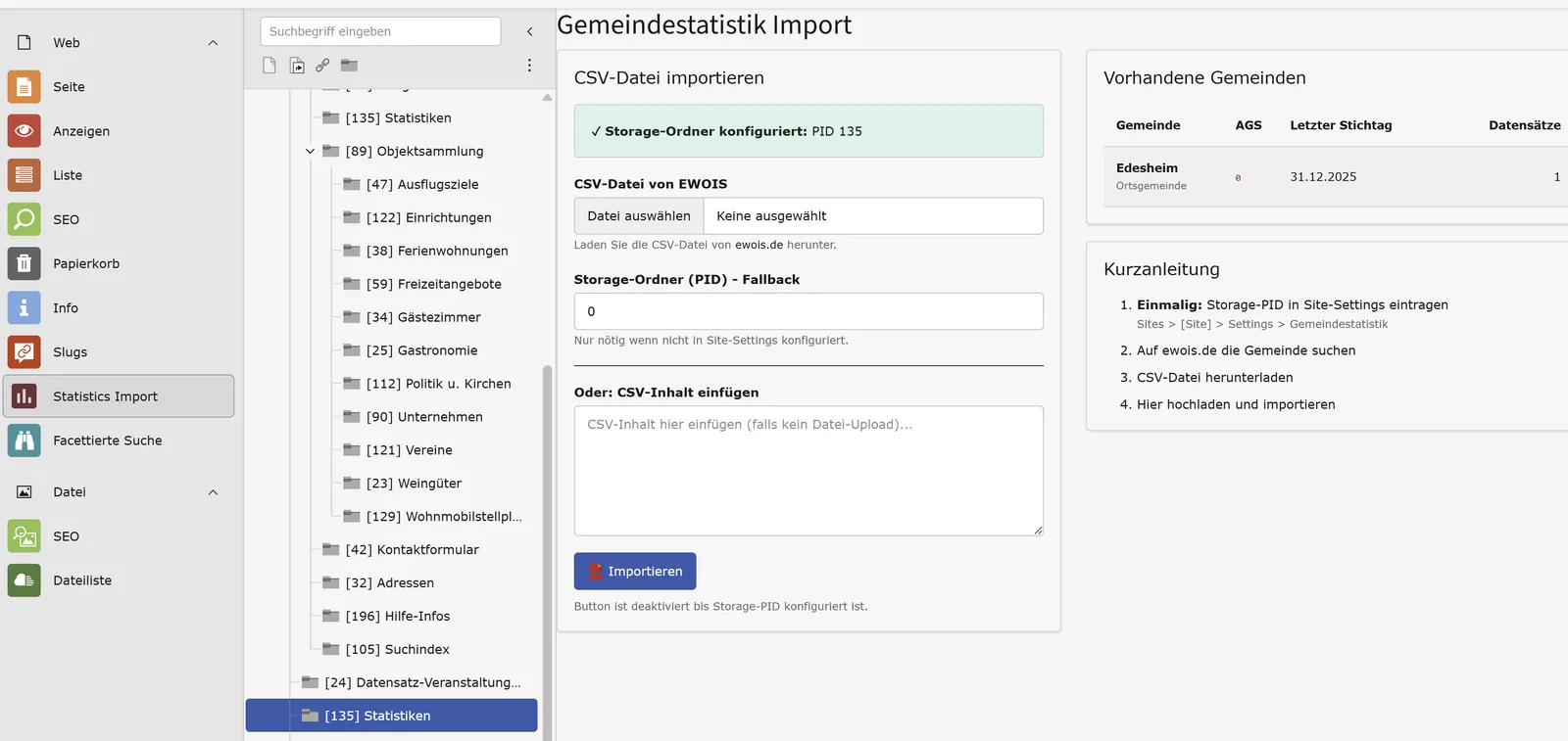 Eigenes Modul für die Gemeindestatistik